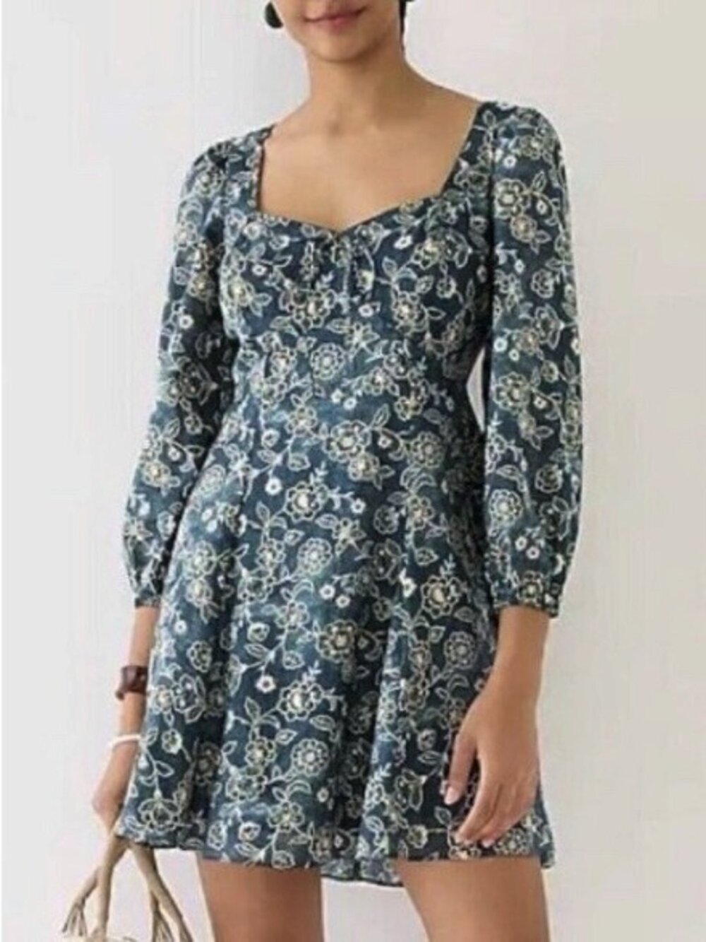 J Crew Sweetheart Long Sleeve Dress Plus Size 20 Floral Garden Party Cottage